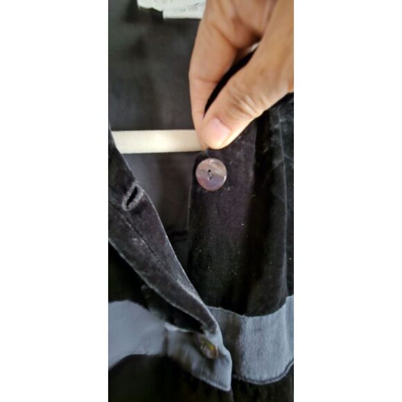 Silk Club collection silk velvet panel button front jacket woman‎ Sz L black - Picture 6 of 7